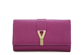 YSL belle de jour original saffiano leather clutch 30318 purple
